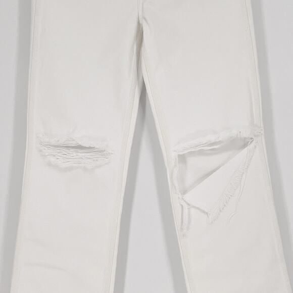 RE/DONE 90s High Rise Loose Jeans Size 24 White Distressed Ripped Denim - Picture 4 of 9